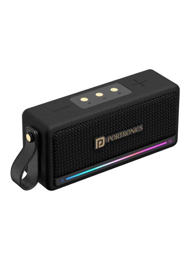 بورترونيكس Portronics Harmony Mini 25W HD Premium Portable Bluetooth Speaker with Subwoofer, EQ Adjustment, 6 Hours Playtime, in-Built Mic,TWS Mode,RGB Lights, Bluetooth V5.3, Type C Fast Charging(Black) - Image 1